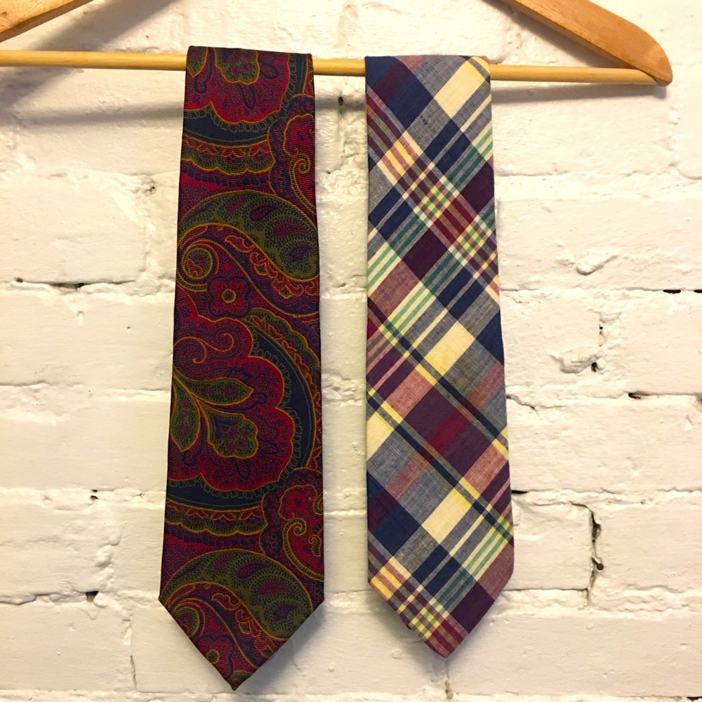 Brooks Brothers ties cotton madras silk paisley lot of two